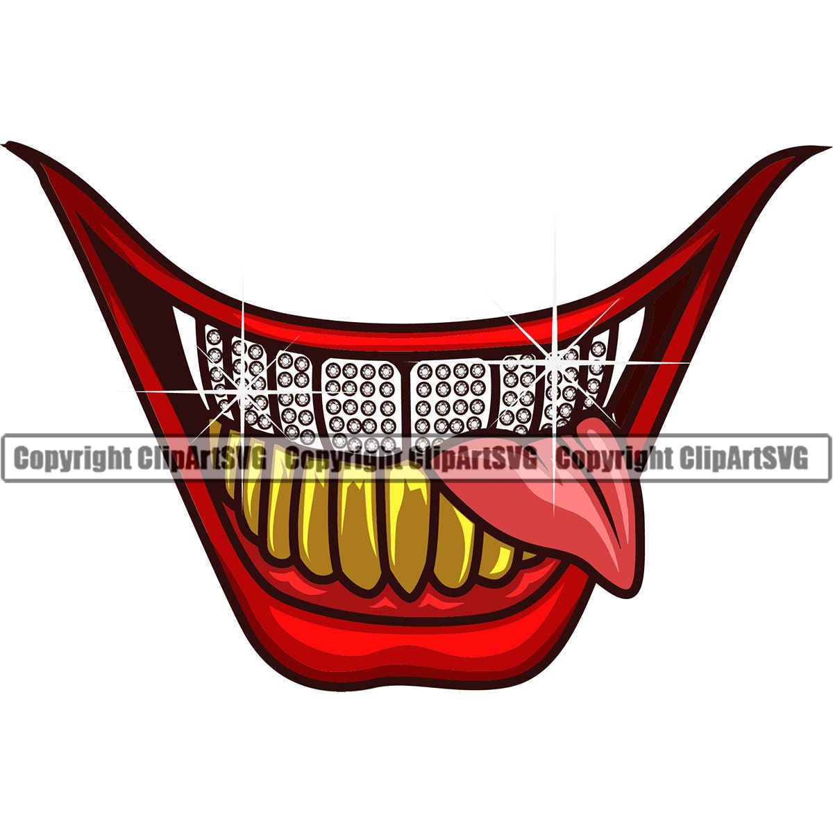 Joker Smile Diamond Gold Teeth Bite Tongue Bling Super Hero - Etsy