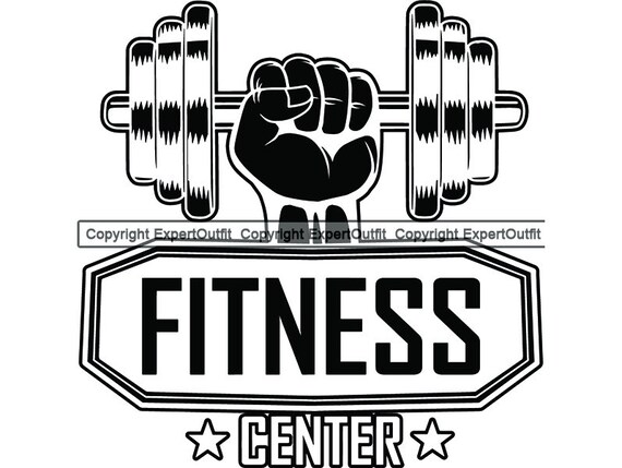 Fitness Logo Blade Dumbbell Bar Weightlifting Bodybuilding Etsy