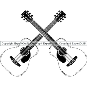 Musique Instrument de musique guitare acoustique cordes musicien joueur pays bande électrique son Logo. SVG. PNG vecteur Clipart Cricut coupe coupe