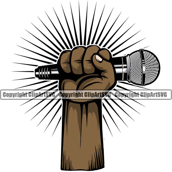 Black Hand Holding Microphone Audio Sound Voice Mic Music Etsy