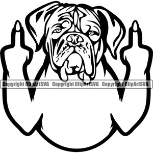 Douge De Bordeaux Pies Środkowy Palec Rasa Łapa Szczeniak Szczeniak Zwierzę K-9 Zabawny Element Projektu Logo SVG PNG JPG Clipart Wektor Cricut Cięcie Plik Do Cięcia