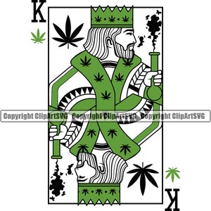 Marihuana Blatt König Spielkarte Poker Texas Hold Em Bong Knospe Blatt Joint Pot Unkraut Hanf Shop Droge Kraut Art Design Logo SVG Clipart Vektor Schnitt