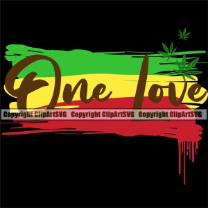 Rasta Reggae Flagge One Love Marihuana Baum Blatt gemeinsame Knospe Topf Unkraut Cannabis Hanf Shop Kräuter Design Logo SVG Clipart Vektor Schneiden Schneidedatei