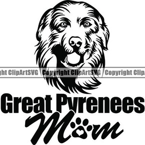 Grande Pyrénées #9 maman chien souriant heureux race Golden Retriever du Labrador chiot Pedigree Animal animaux Logo. SVG. PNG vectoriel Cricut coupe coupe