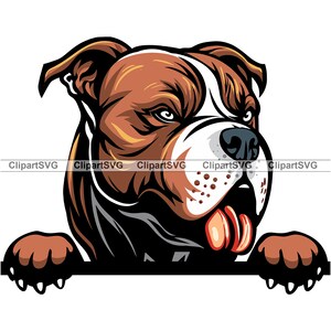 Bruine Pit Bull Terriër gluren hond gezicht Puppy Canine huisdier Amerikaanse Pitbull rode neus ras dier tekening Art Logo Tattoo Design SVG PNG knippen