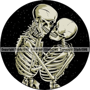 Skull Lovers Couple Love Romantic Soulmate Forever Infinity Death Dead Tattoo Design Artist Art Logo SVG PNG Clipart Vector Cut Cutting File
