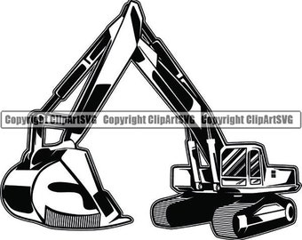 Construction Vehicle #10 Excavator Dig Digger Machine Equipment Builder Building Build Fix Logo .SVG .PNG Clipart Vector Cricut Cut Cutting