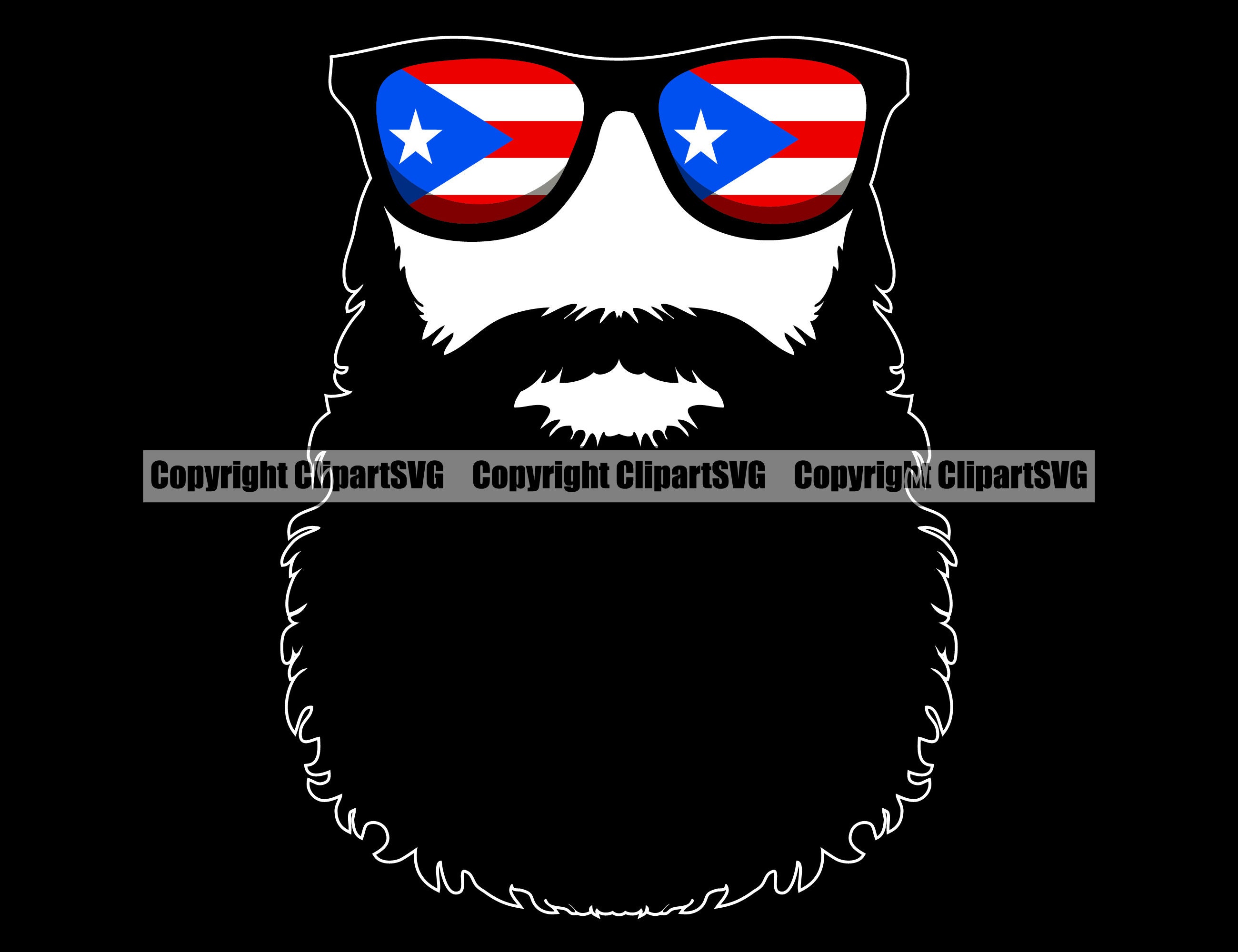 Puerto Rico Rican Sunglasses Beard Mustache Flag Island Proud Etsy