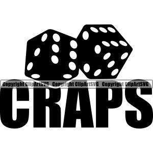 Craps dobbelstenen gokken gokker casino weddenschap weddenschappen dobbelstenen kans risico win spel tafel kunst silhouet tekst woord ontwerp logo SVG PNG clipart vector knippen