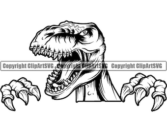 Tyrannosaurus Rex Dinosaur T-Rex Archaeology Fossil Jurassic Reptile Animal Prehistoric Mascot Art Logo .SVG. PNG Clipart Vector Cut Cutting