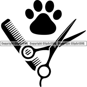 Peluquería de mascotas Tienda Peluquero Peluquería Animal Peine Salón Perro Hueso Corte Peinado Cachorro Lavado Canino Logotipo SVG PNG Clipart Vector Corte