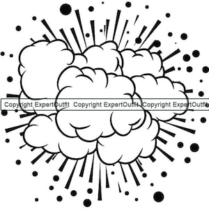 Explosion Bomb Smoke Explode Blast Energy Cloud Weapon Comic Book Callout Design Element Logo .SVG .PNG Clipart Vector Cricut Cut Cutting