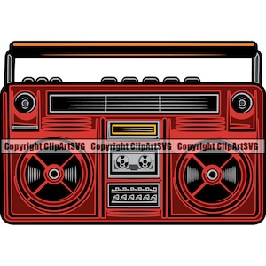 Radio Boombox Vintage Retro Kassette Kassette Recorder Musik Ghetto Blaster Hip Hop Rap Logo SVG PNG Vektor Clipart Cricut Cut Cutting