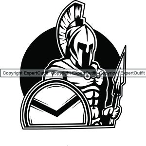 Spartan Logo Greek Warrior Roman Soldier Spear Helmet Armor War Fantasy Sports Emblem Logo.SVG .PNG Clipart Clipart Vector Cut Cutting File