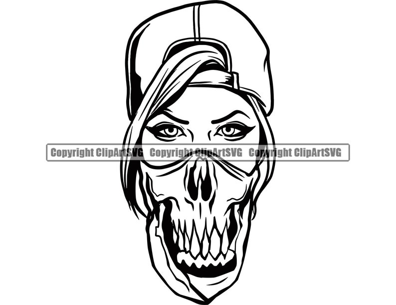 Gangster Girl Skull Bandanna Mask Gun Pistol Sexy Woman Female - Etsy