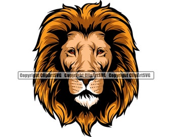 Lion Mascot Head Face Mane Wild Animal Wildlife Cartoon School - Etsy Israel