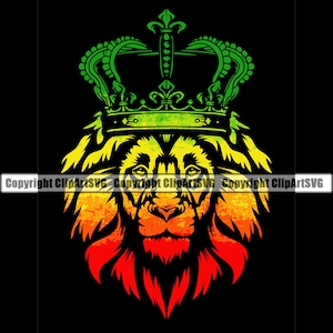 Reggae Musik Rasta Löwenkrone König Marihuana Blatt Gelenk Knospe Pot Unkraut Cannabis Art Design Element Logo SVG Clipart Vektor Schnitt Schneidedatei