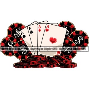 Casino Bet Money Chip Luck Win Risk Play Poker Slot Machine Craps Roulette Vegas Table Card Game Design Art Logo SVG PNG Vector Clipart Cut