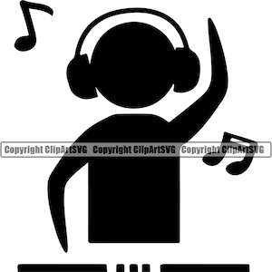 DJ Disc Jockey Symbol Charakter Audio Musik Plattenspieler Plattenspieler Mixer Album Vinyl Club Sound Art Design Logo SVG PNG Vektor Clipart Cut