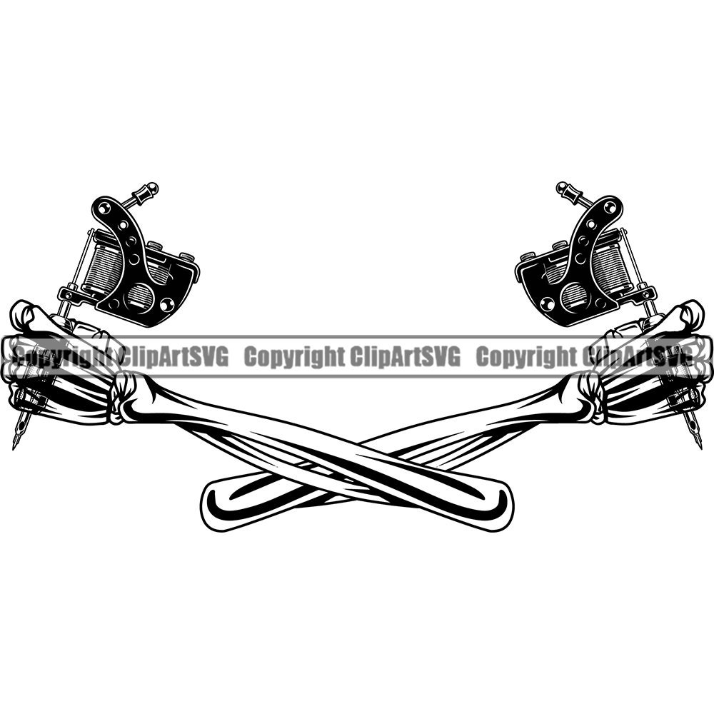 Skeleton Hand Holding Gun Drawing