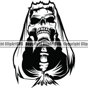 Grim Reaper #18 Skull Death Sickle Evil Kill Killer Grim Horror Ghost Tattoo Skeleton Bone Logo .SVG .PNG Clipart Vector Cricut Cut Cutting