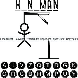 Galgenmännchen Spiel Spielen Puzzle Raten Denken Zufall Satz Wort Buchstabe Geheimnis Blank Zeichnung Schlinge Seil.SVG .PNG Clipart Vektor Cricut Cut Cutting
