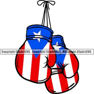 Puerto Rico Guantes de Boxeo Rican Bandera País Nación Mundial Mapa Signo Símbolo Icono Elemento de Diseño Logotipo SVG PNG Clipart Vector Cricut Corte Corte