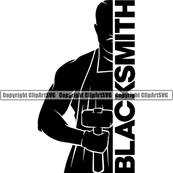 Blacksmith Logo Anvil Hammer Forge Steel Metal Iron Tool Build Anvil Craftsman Craft Bench Silhouette Art SVG PNG Vector Clipart Cut Cutting
