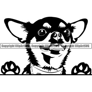 Chihuahua Dog Peeking Peek-A-Boo Breed Smiling Happy Paw Puppy Pup Pet Purebred Pedigree Art Logo SVG PNG Clipart Vector Cricut Cut Cutting