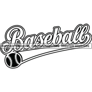 Baseball Logo #2 texte mot volant balle école équipe joueur jeu Sport Swoosh queue élément Design. SVG. PNG vecteur Clipart Cricut coupe coupe