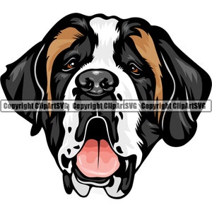 Bernhardiner Hunderasse Lächelnd Welpe Tier Haustier glücklich Stammbaum Reinrassige Eckzahn Berner Berg Heilige Kunstwerk Logo JPG PNG SVG Clipart Vektor