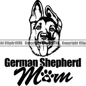 Pastore tedesco #77 mamma amore sorridente cane razza K-9 animale domestico polizia poliziotto forze dell&#39;ordine pedigree logo. SVG. PNG Clipart vettoriale Cricut taglio taglio