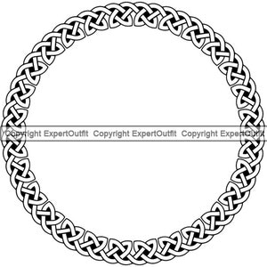 Puede incluir: Diseño de nudo celta en blanco y negro en un marco circular. El nudo es un patrón continuo de líneas entrelazadas.