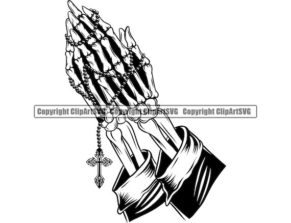 Skeleton Praying Hands Pray Prayer Rosary Bead Jesus God Faith | Etsy