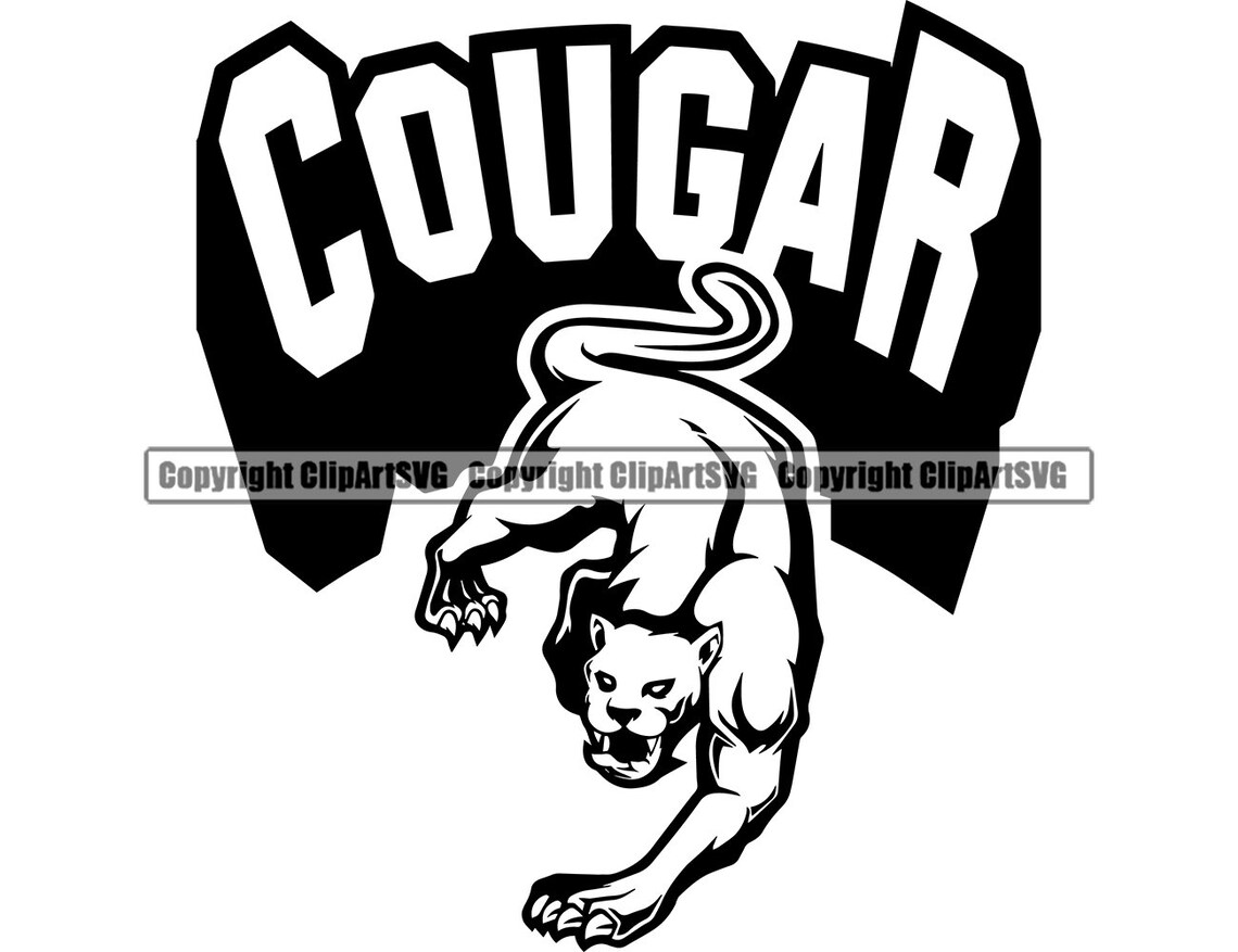 Cougar Mascot Animal Growling Cartoon College High School Team - Etsy