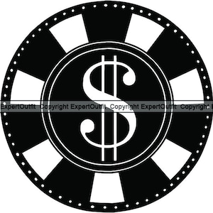 Poker Chip #4 Dollar Sign Cards Gambling Gamble Gambler Casino Betting Blackjack Game Win Money .SVG .PNG Clipart Vector Cricut Cut Cutting