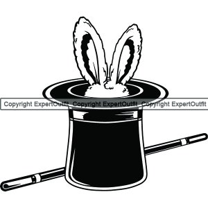 Goocheltruc Goochelaar Hoed Wand Konijn Spell Goochelaar Uitvoerder Entertainer Illusie Publiek Logo. SVG. PNG Clipart Vector Cricut Cut Cutting