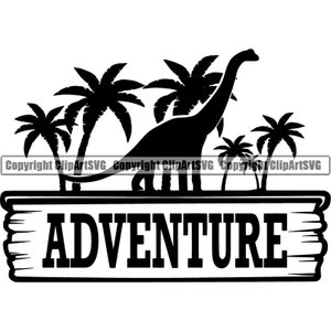 Dinosaur Logo Adventure Park Brontosaurus Tyrannosaurus Rex T-Rex Raptor Archaeology Fossil Jurassic .SVG .PNG Clipart Vector Cut Cutting