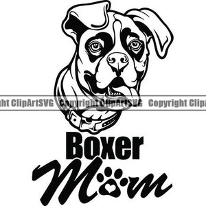 Boxer #34 Mom Dog Breed K-9 Animal Pet Hound Pedigree Canine K-9 Cartoon Puppy Logo .SVG .PNG Digital Clipart Vector Cricut Cut Cutting