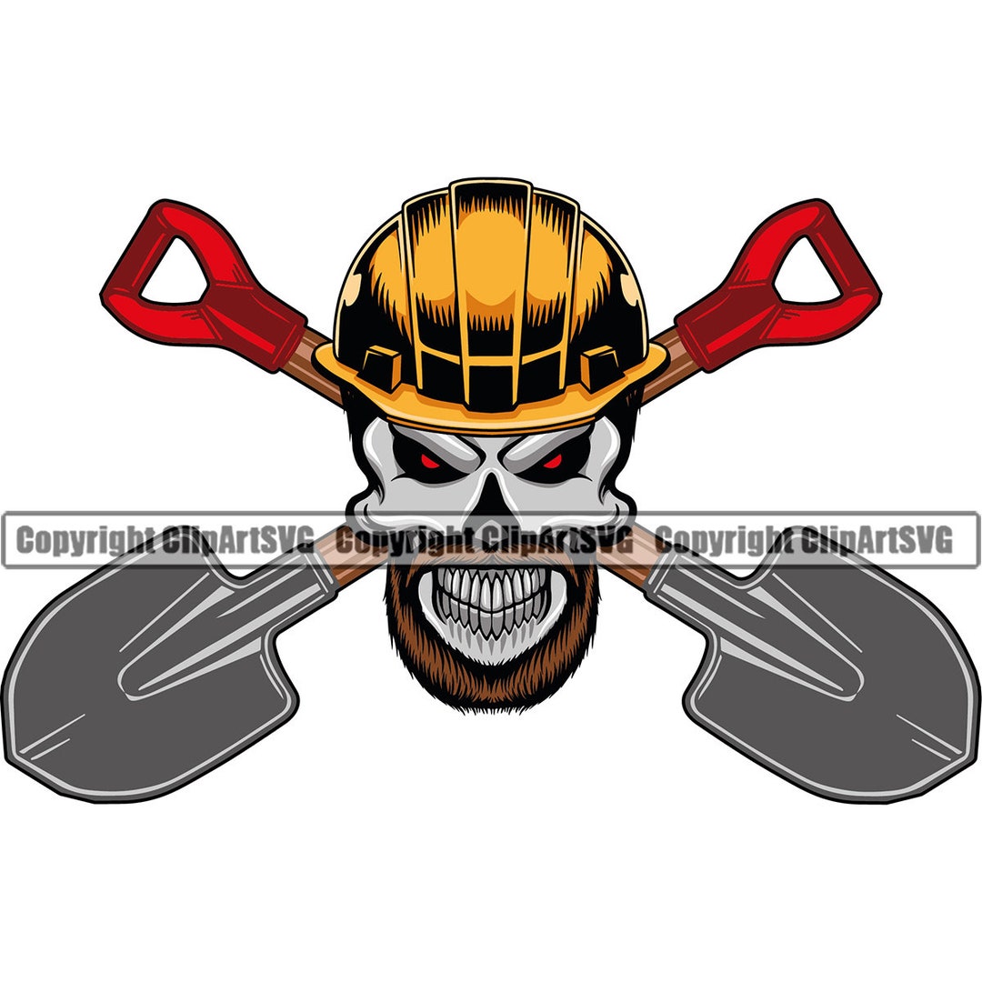 Construction Skull Skeleton Hard Hat Helmet Worker Shovel Tool - Etsy