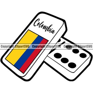 Colombia Colombiaanse vlag Domino's Spel Tegel Land Wereld Natie Teken Art Design Element Logo SVG PNG Clipart Vector Cricut Cut Cutting File