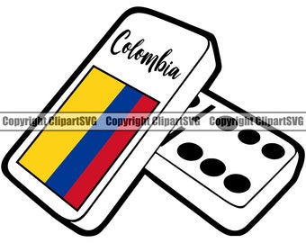 Colombia Colombian Flag Dominoes Game Tile Country World Nation Sign Art Design Element Logo SVG PNG Clipart Vector Cricut Cut Cutting File