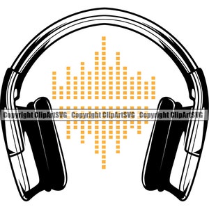Kopfhörer Musik Schallwelle Wireless Bluetooth Dj Stereo Equipment Studio Kopfhörer Konzept Kunst Design Logo SVG PNG Vektor Clipart Schneiden Schneiden