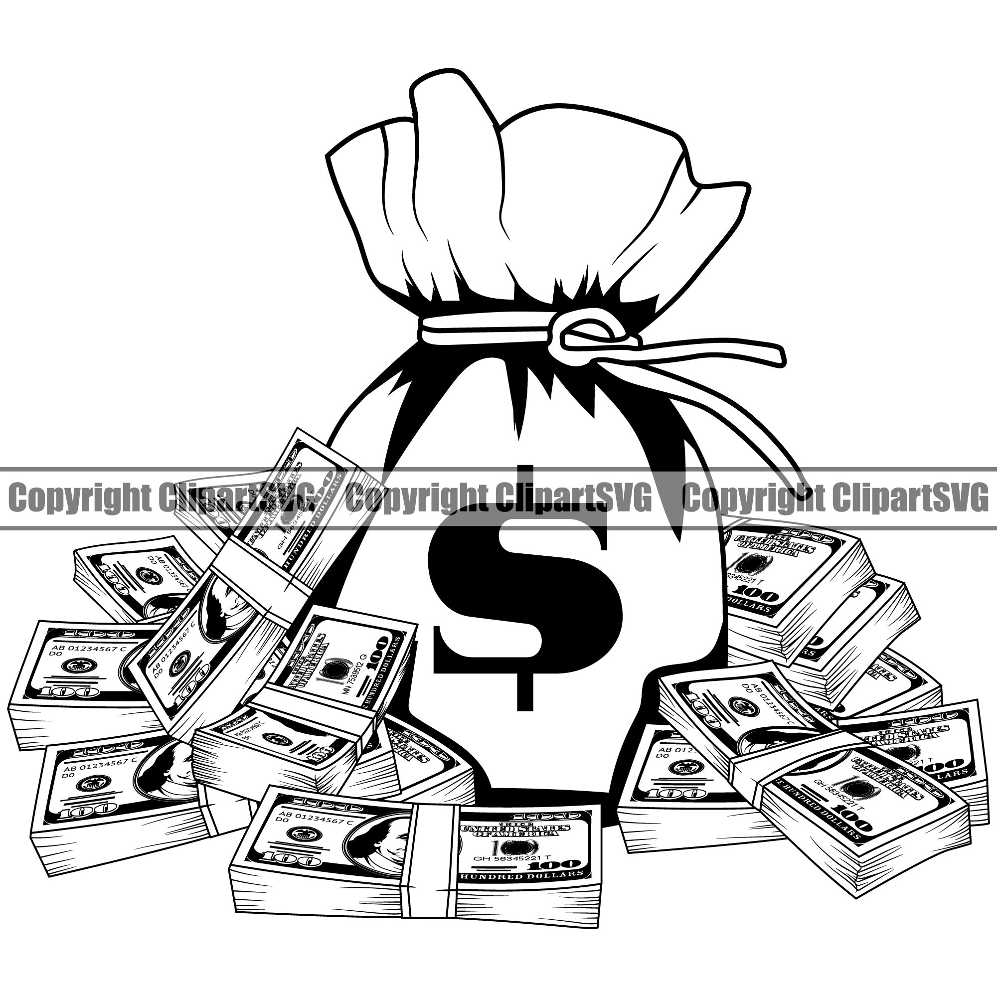Bank Vault Money Bag 100 Hundred Dollar Bill Knot Sack Stack Wealth Crime  Cash Pile Rich Profit Art Design Logo SVG PNG Clipart Vector Cut - Etsy  Israel