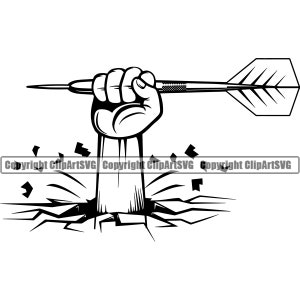 Darts Logo #34 Hand Holding Flights Dartboard Tips Board Championship Tournament League Logo.SVG .PNG Clipart Vector Cricut Cut Cutting File