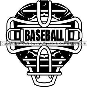 Baseball Logo Catcher Mask Player League Equipment School Game Fantasy Pro Sport Art Text Word .SVG .PNG Clipart Vector Cricut Cut Cutting