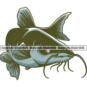Bagre Pescado Pesca Pesca Pesca Agua Dulce Lago Río Estanque Animal Vida Silvestre Comida Mariscos Arte Logotipo SVG PNG Clipart Vector Cricut Corte Corte