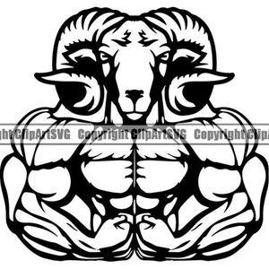 Bodybuilding Ram #4 Bodybuilder Muscle Weightlifting Fitness Workout Gym Flex Flexing Mascot Sports Logo .SVG .PNG Vector Cricut Cut Cutting