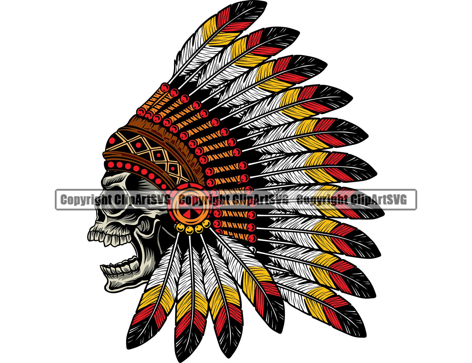 Native American Indian Skull Headdress Warrior Chief Hunt Etsy