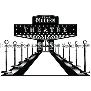 Theater Eingang Premier Preisverleihung Nacht Film Kino Grand Modern Door Cineplex Eintritt .SVG .PNG Clipart Vektor Cricut Cut Cutting